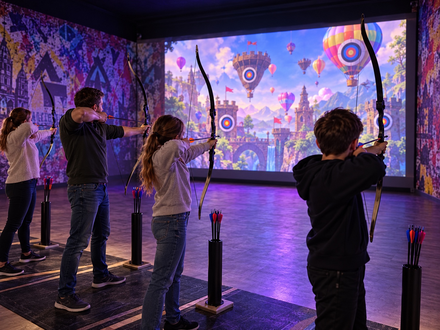 Fun-Legend-Spielwelt auf der Leinwand, bunte Ziele